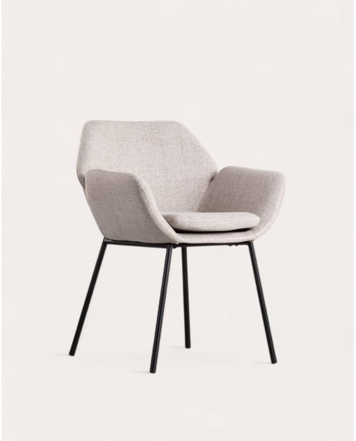 Silla de Comedor de Metal con Reposabrazos y Tela Eider