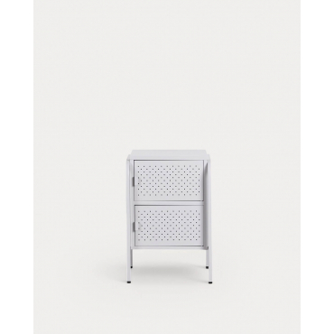 Mesa Auxiliar con Almacenaje de Acero Laminado (47,5x50 cm) Atiel Gris Concrete - The Masie