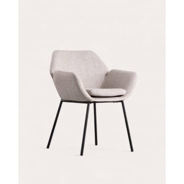 Pack 4 Sillas de Comedor de Metal con Reposabrazos y Tela Eider Beige Seashell - The Masie