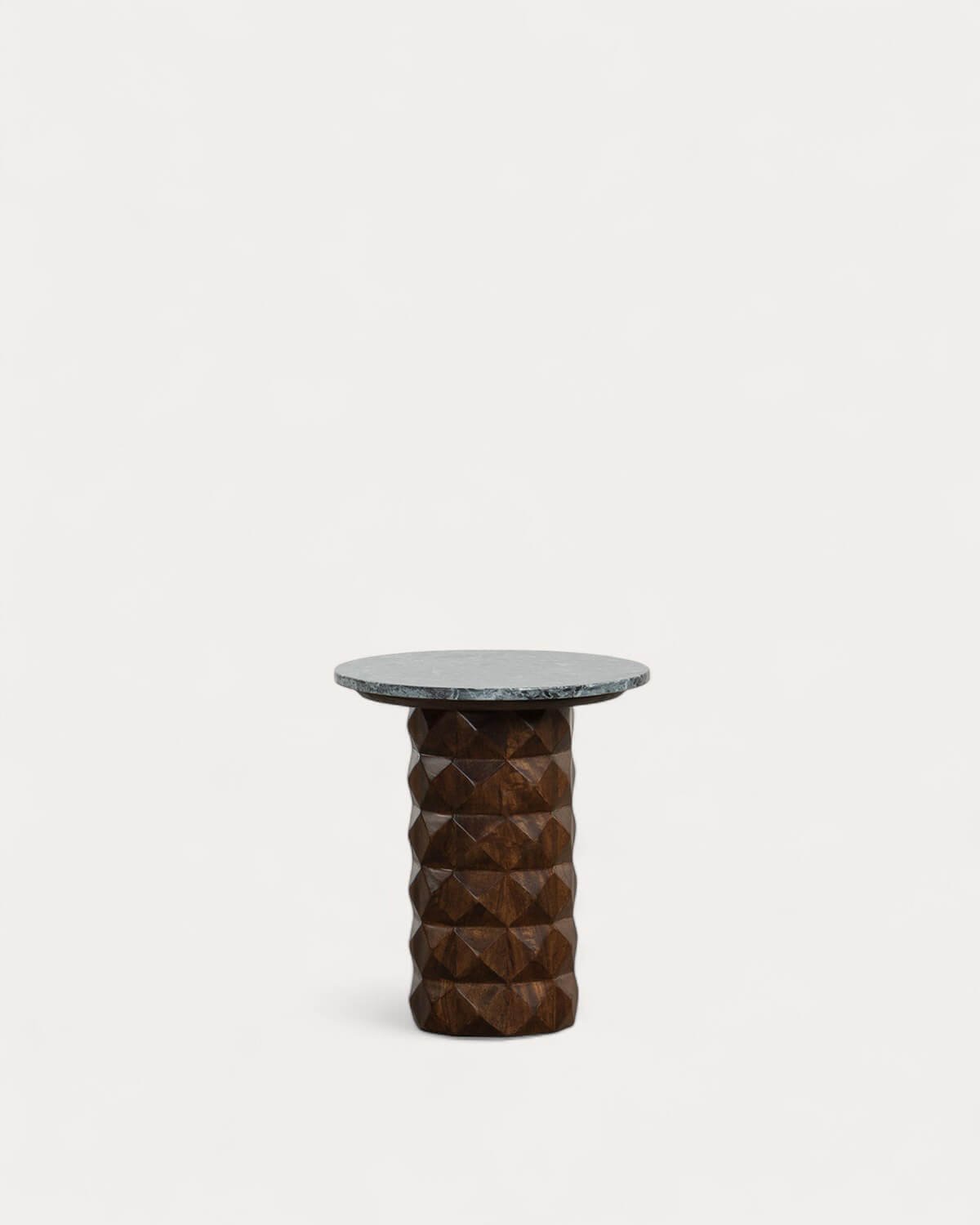 Mesa Auxiliar Redonda de Mármol Udaipur y Madera de Mango (Ø40 cm) Vilna, imagen de galería 1