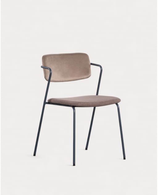 Silla de Comedor de Terciopelo y Tela Irun - Marrón Clay