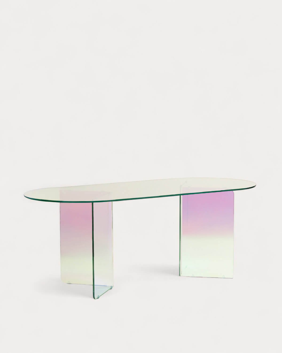 Mesa de Comedor Ovalada Iridiscente de Cristal Templado (200x90 cm) Iris, imagen de galería 1
