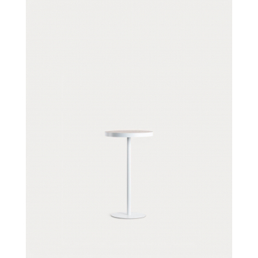 Mesa Alta Redonda de Madera y Metal (Ø60 cm) Zoar Blanco mate - The Masie