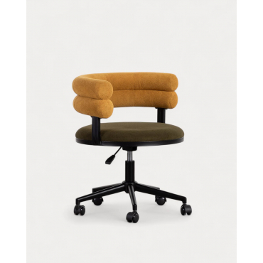 Silla de Escritorio Regulable de Metal y Tela Aixa Amarillo Curry - The Masie