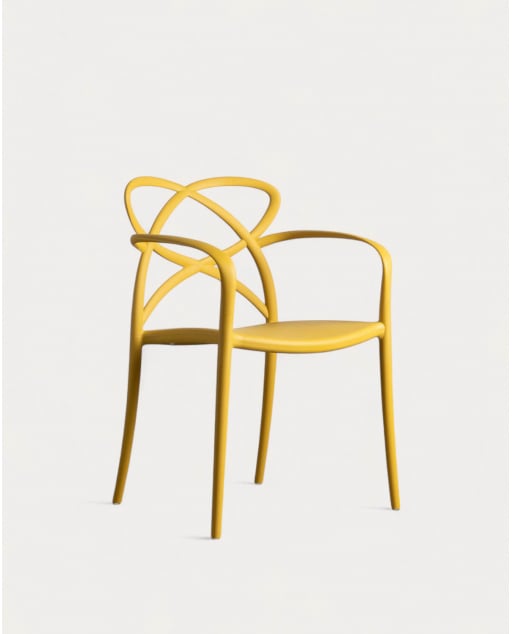 Silla de Exterior de Polipropileno con Reposabrazos Cielo - Amarillo ocre