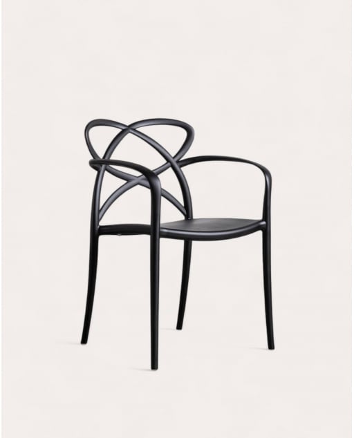 Silla de Exterior de Polipropileno con Reposabrazos Cielo - Negro