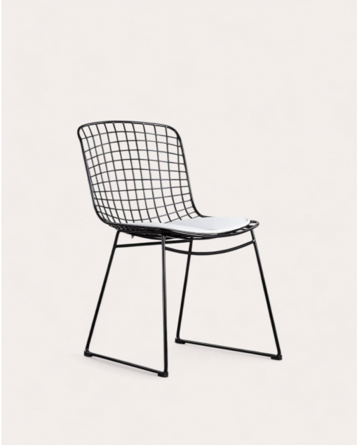 Silla de Comedor de Metal Respaldo Alto Aras - Negro