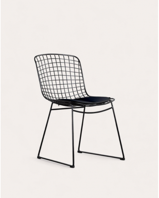 Silla de Comedor de Metal Respaldo Alto Aras - Negro