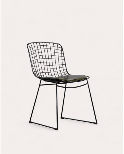 Silla de Comedor de Metal Respaldo Alto Aras - Negro