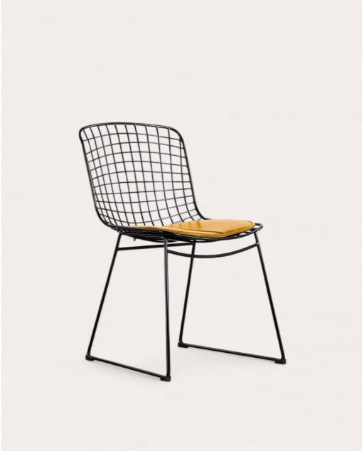 Silla de Comedor de Metal Respaldo Alto Aras - Negro