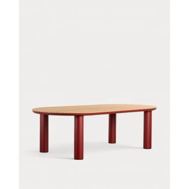 Mesa de Exterior Ovalada de Aluminio y Madera de Teca (240x120 cm) Cheryl Rojo Tinto - The Masie