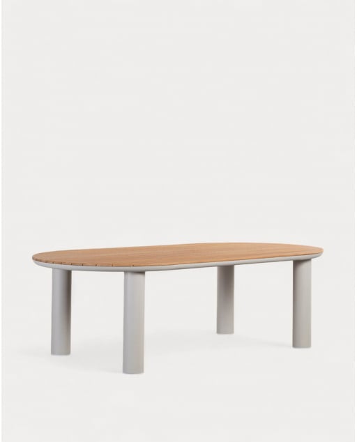 Mesa de Exterior Ovalada de Aluminio y Madera de Teca (240x120 cm) Cheryl