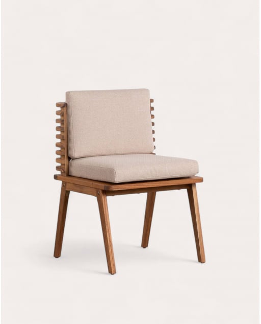 Silla de Exterior de Madera de Acacia con Cojines de Tela Hazan