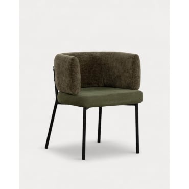 Pack 4 Sillas de Comedor de Tela y Metal Hades Verde Nori - The Masie
