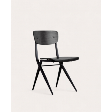 Pack 2 Sillas de Comedor de Madera y Metal Ticher Madera Negra - The Masie