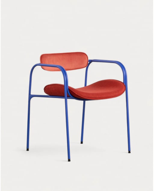 Silla de Comedor con Reposabrazos de Terciopelo y Tela Ilan