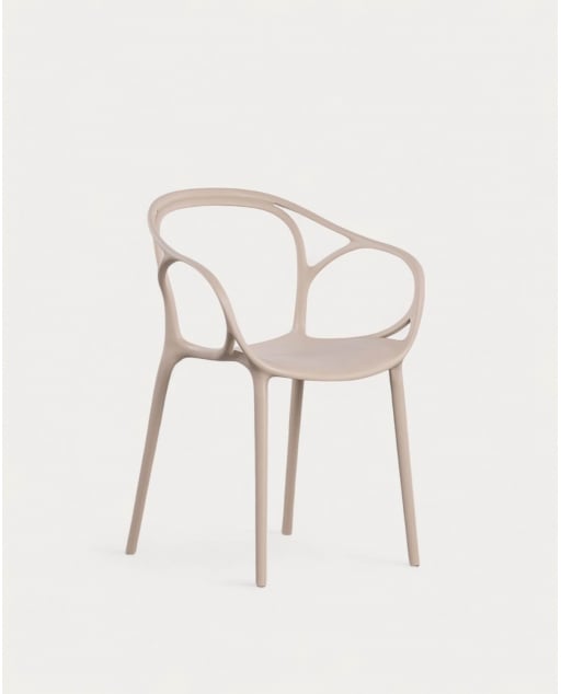 Silla de Exterior de Polipropileno con Reposabrazos Erbra - Beige Seashell