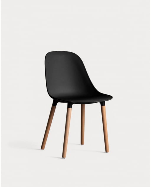 Silla de Exterior de Polipropileno y Madera Reine - Negro