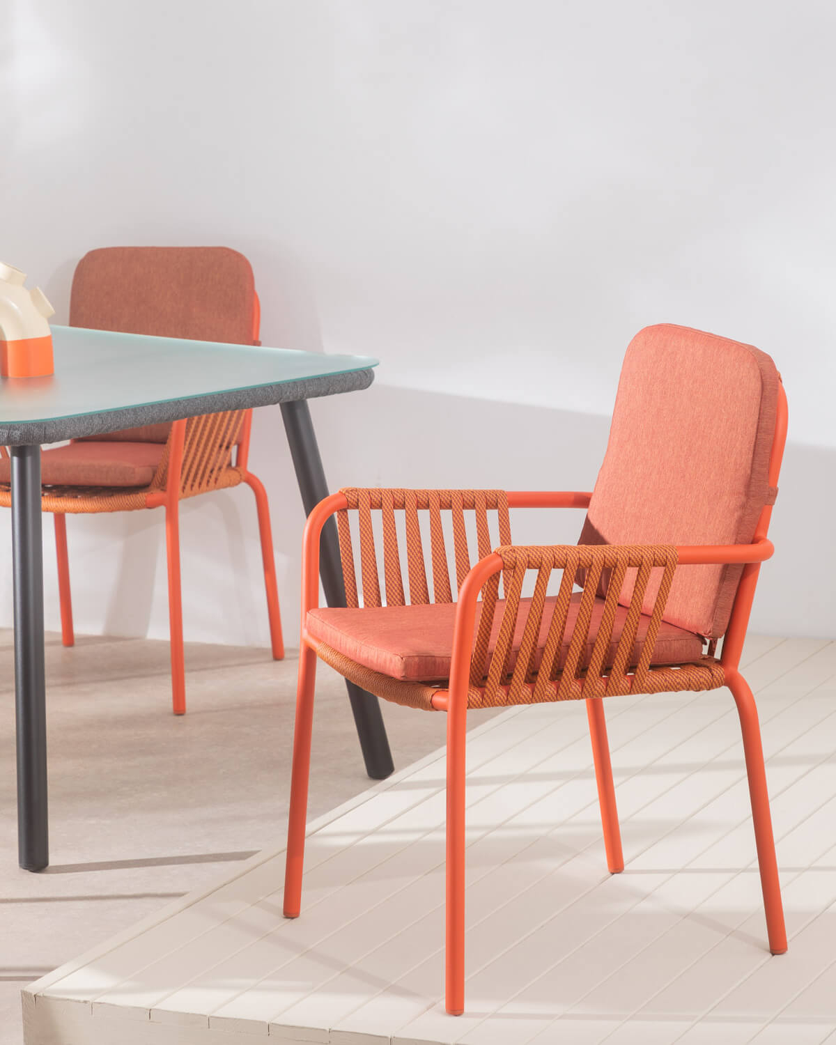 Pack 2 Sillas de Comedor con Reposabrazos de Aluminio y Cuerda Drian, imagen de galería 2