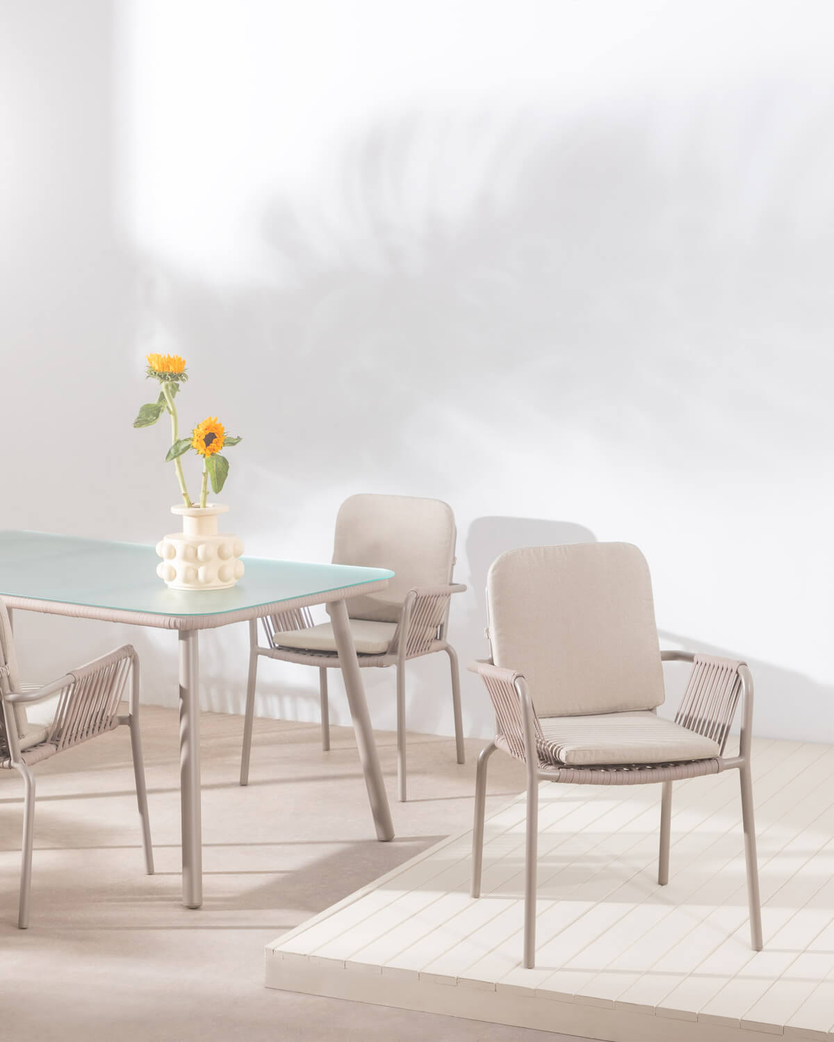 Pack 4 Sillas de Comedor con Reposabrazos de Aluminio y cuerda Drian, imagen de galer&iacute;a 2