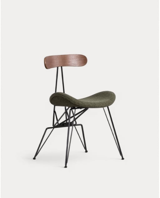 Silla de Comedor de Tela y Madera Brunela - Verde Nori