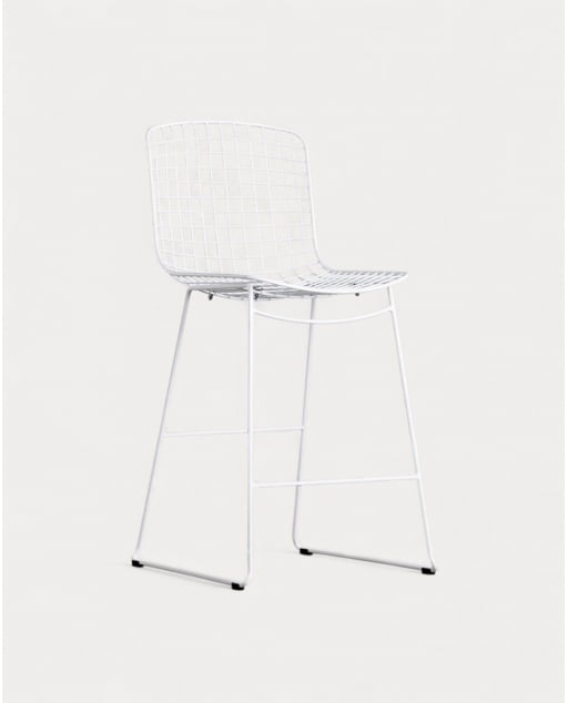 Taburete Alto de Metal (66 cm) Respaldo Alto Aras - Blanco
