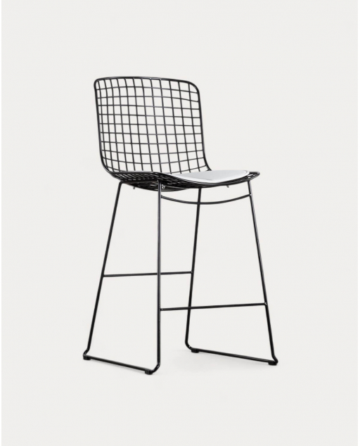 Taburete Alto de Metal (66 cm) Respaldo Alto Aras - Negro