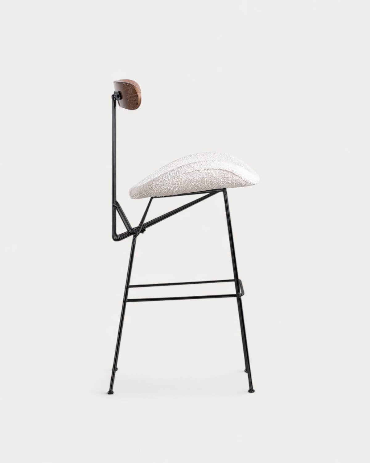 Taburete Alto de Tela y Madera (75 cm) Brunela, imagen de galer&iacute;a 3