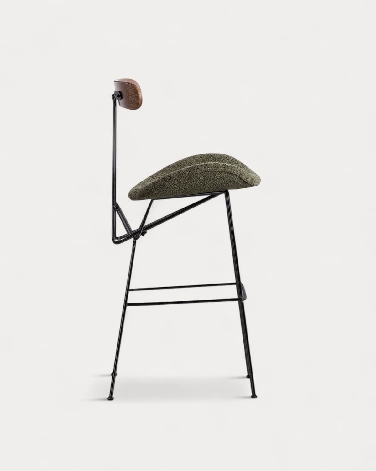 Taburete alto 75 cm de tela y madera Brunela, imagen de galer&iacute;a 3