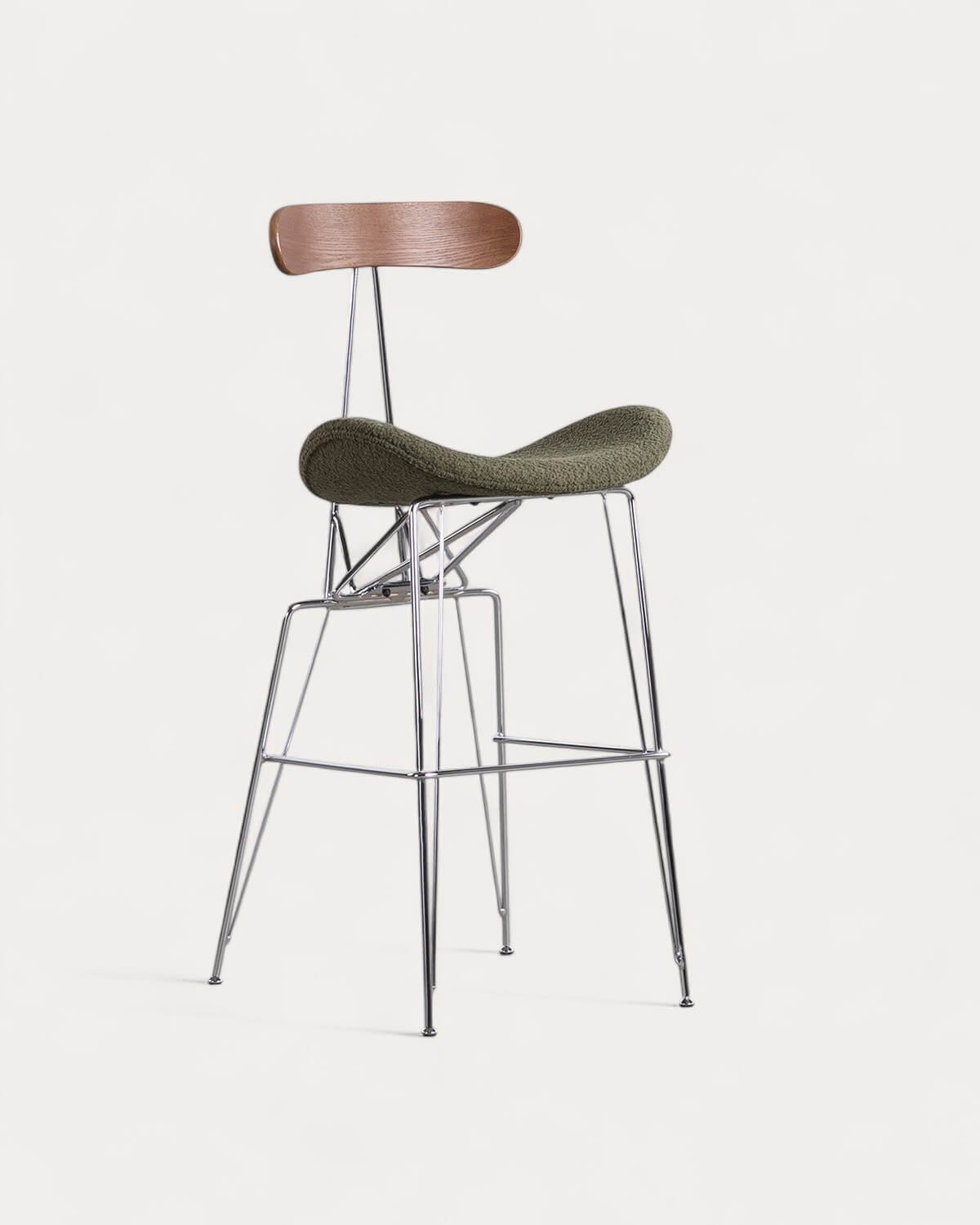 Taburete Alto de Tela y Madera (76,5 cm) Brunela, imagen de galería 1