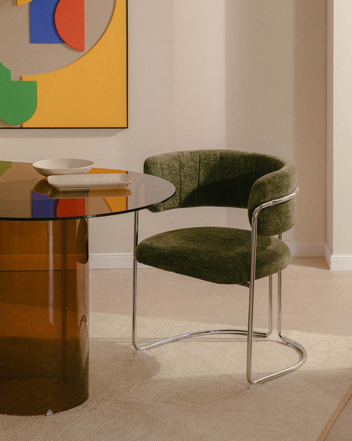 Silla de Comedor de Tela y Metal Petra, imagen de galería 2