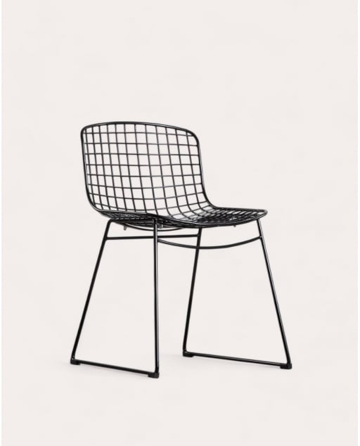 Silla de Comedor de Metal Aras Respaldo Bajo - Negro