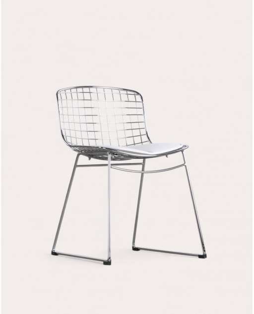 Silla de Comedor de Metal Aras Respaldo Bajo - Gris Cromado