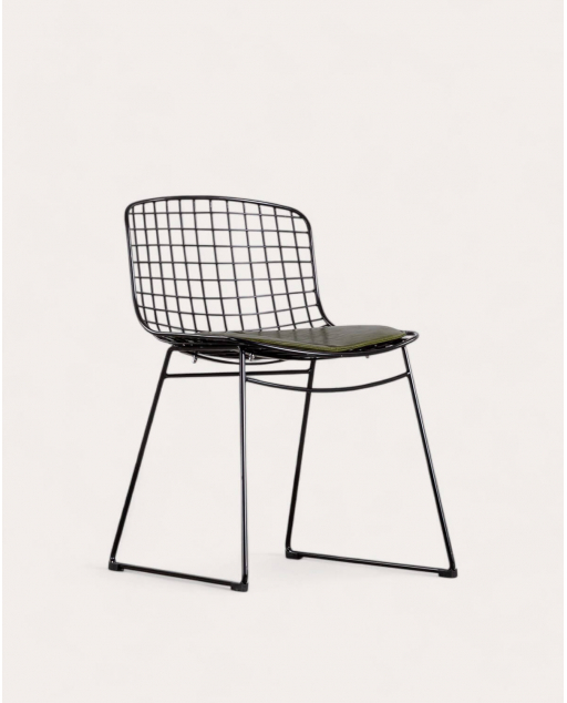 Silla de Comedor de Metal Aras Respaldo Bajo - Negro