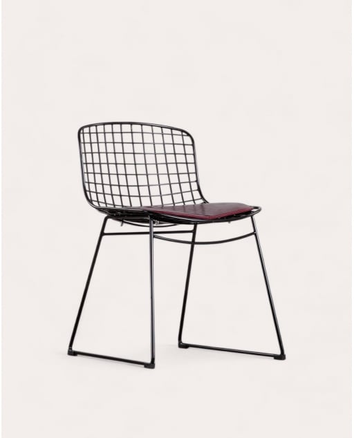 Silla de Comedor de Metal Aras Respaldo Bajo - Negro