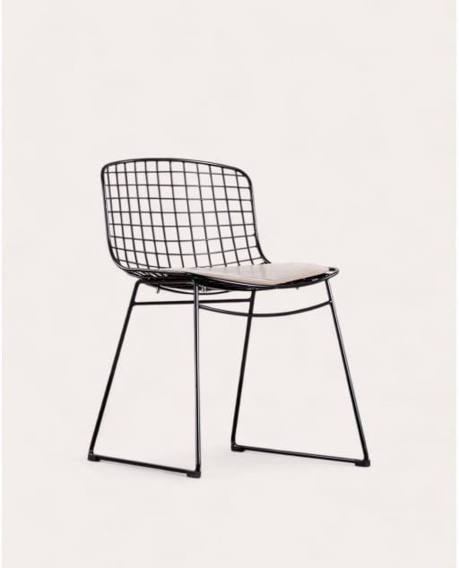 Silla de Comedor de Metal Aras Respaldo Bajo - Negro