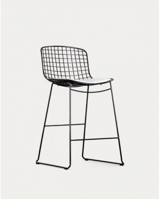 Taburete Alto de Metal (65 cm) Respaldo Bajo Aras - Negro