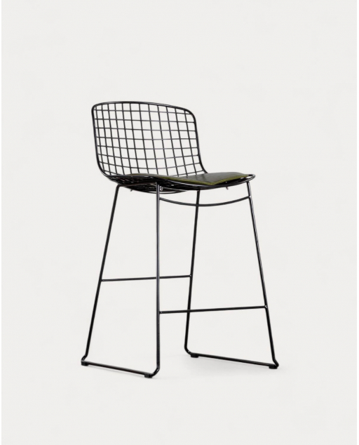 Taburete Alto de Metal (66 cm) Respaldo Bajo Aras - Negro