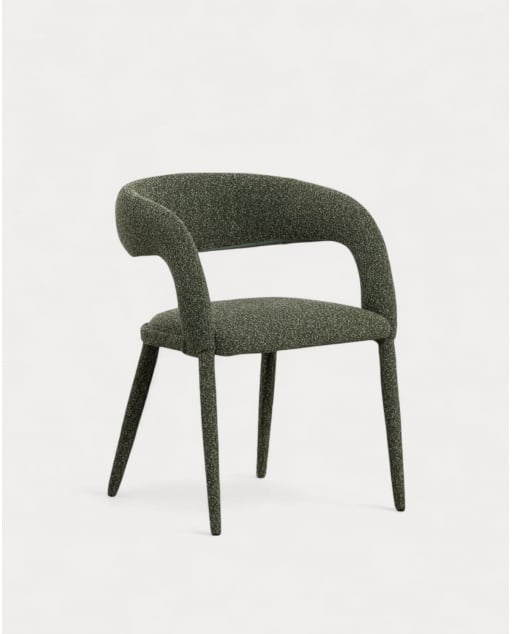 Silla de Comedor de Tela y Metal Ewen - Tela -Verde Nori