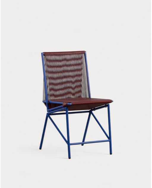 Silla de Comedor de Ratán Sintético y Metal Amur Colors - Rojo Tinto