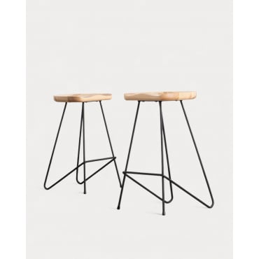 Pack 4 Taburetes Altos de Madera y Metal (67,5 cm) Roses Negro mate - The Masie