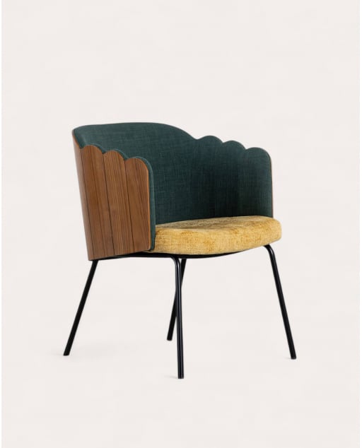 Silla de Comedor de Madera y Tela Rene