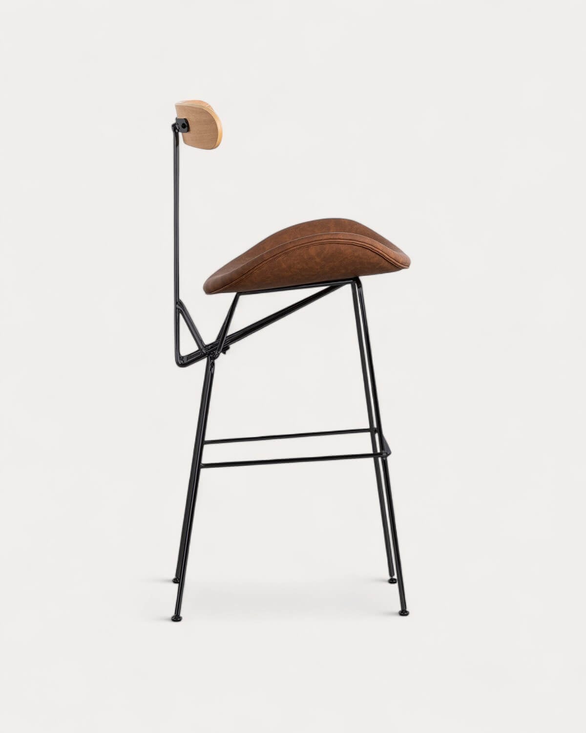 Taburete Alto de Polipiel y Madera (75 cm) Brunela, imagen de galer&iacute;a 3