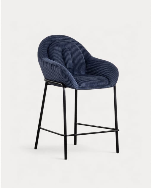 Taburete Alto de Pana Gruesa y Metal (62 cm) Bres