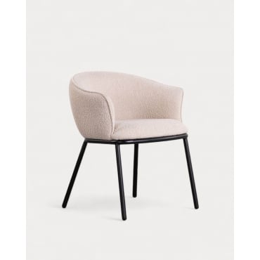 Pack 4 Sillas de Comedor de Tela y Metal Bonie Beige Seashell - The Masie