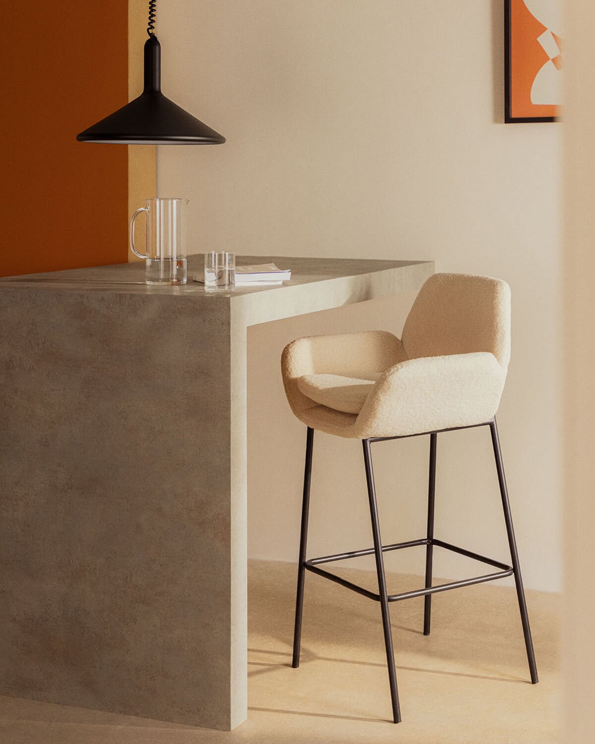Taburete Alto de Metal (77 cm) Eider Bouclé, imagen de galería 2