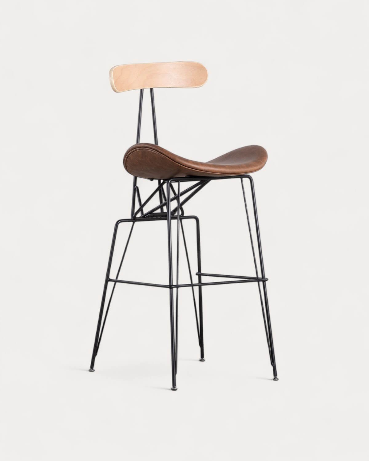 Taburete Alto de Polipiel y Madera (76 cm) Antonela, imagen de galer&iacute;a 1