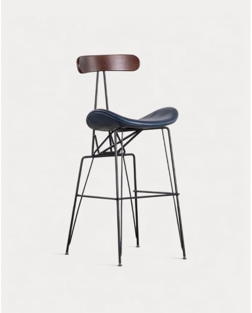Taburete Alto de Polipiel y Madera (76 cm) Antonela