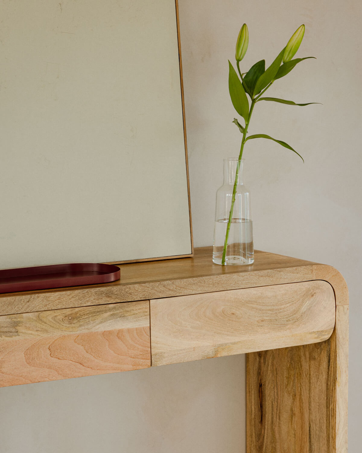 Consola recibidor rectangular 2 cajones 120x40 cm de madera de mango Vanile, imagen de galer&iacute;a 3