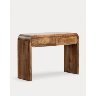 Consola con Dos Cajones de Madera de Mango (120x40 cm) Vanile Madera de Mango Oscuro - The Masie